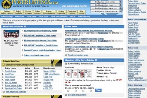 pokerlistings gammel design